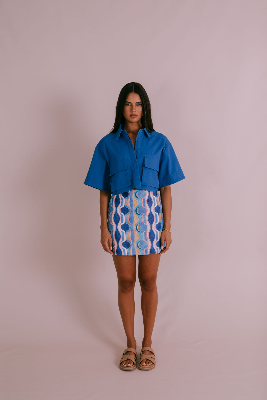 Rhodes Mini Skirt - Greece Print