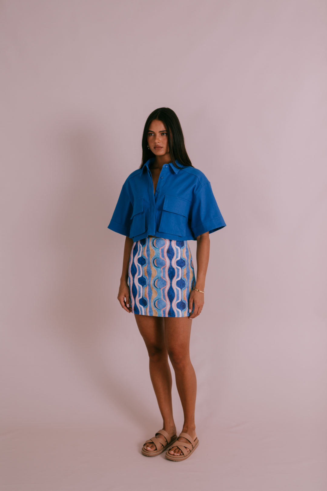 Rhodes Mini Skirt - Greece Print