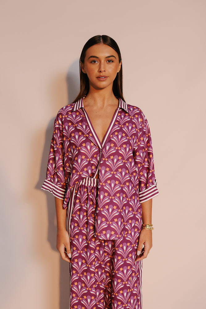 Claude Shirt - Bloom Plum Print