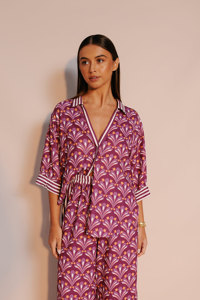 Claude Shirt - Bloom Plum Print