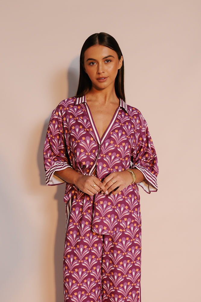 Claude Shirt - Bloom Plum Print