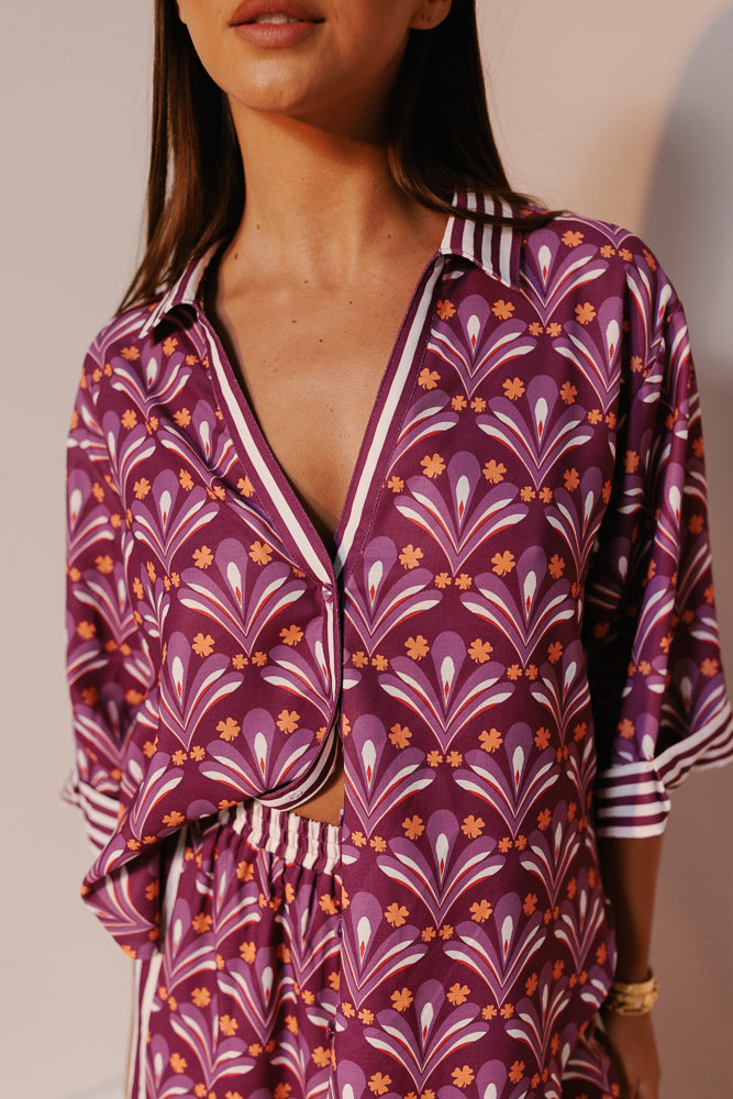 Claude Shirt - Bloom Plum Print