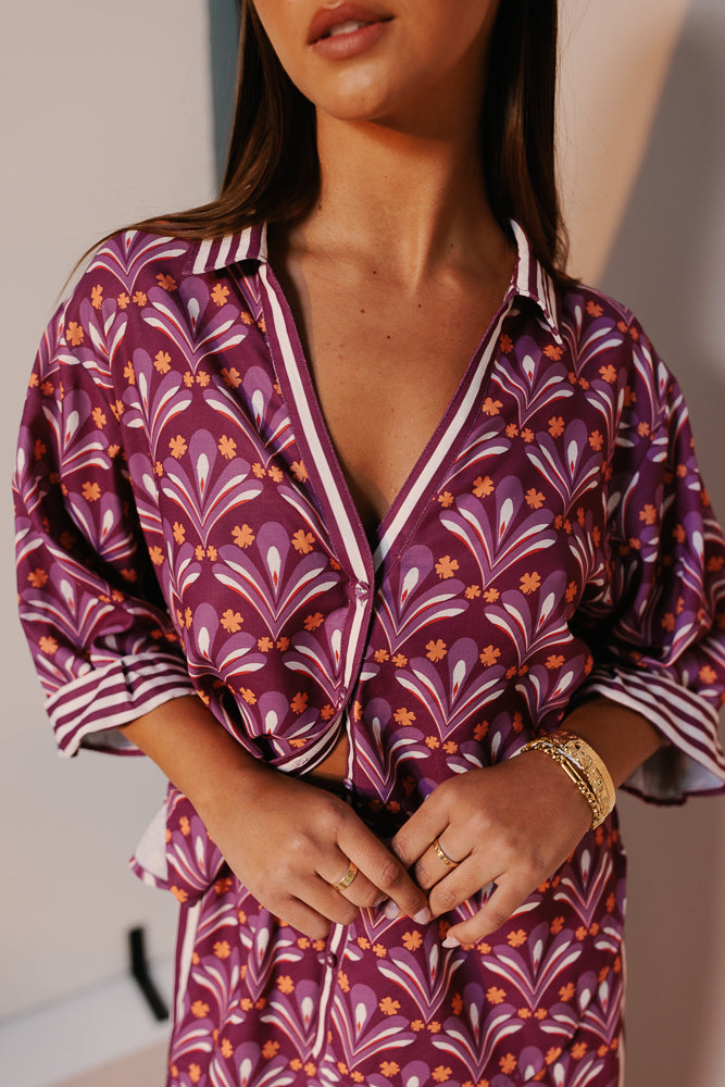 Claude Shirt - Bloom Plum Print