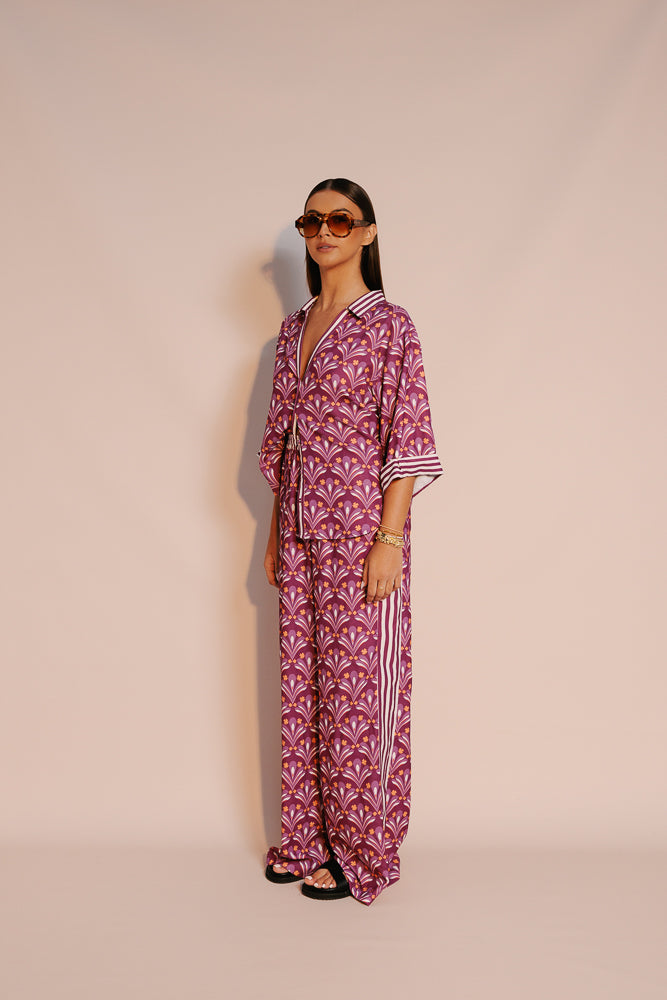 Claude Shirt - Bloom Plum Print