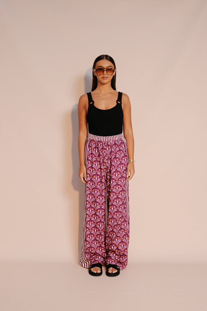 Manzo Pants - Bloom Plum Print