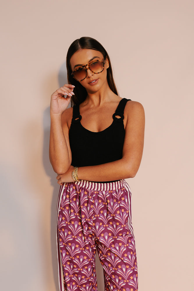 Manzo Pants - Bloom Plum Print