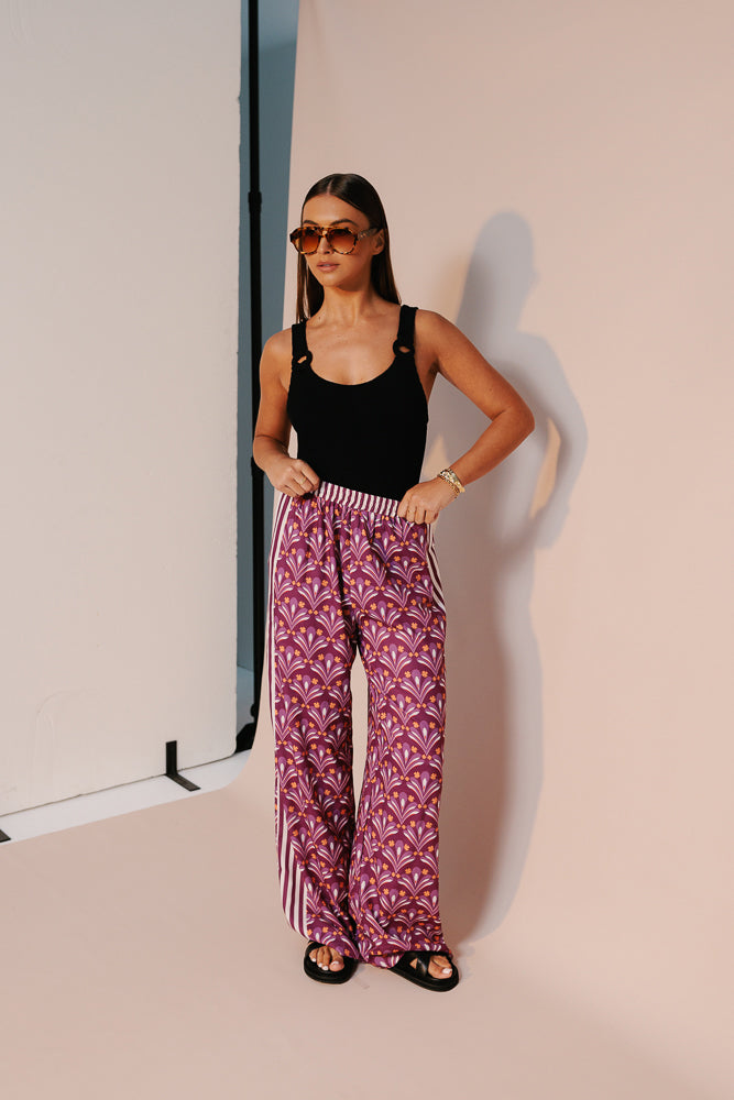 Manzo Pants - Bloom Plum Print