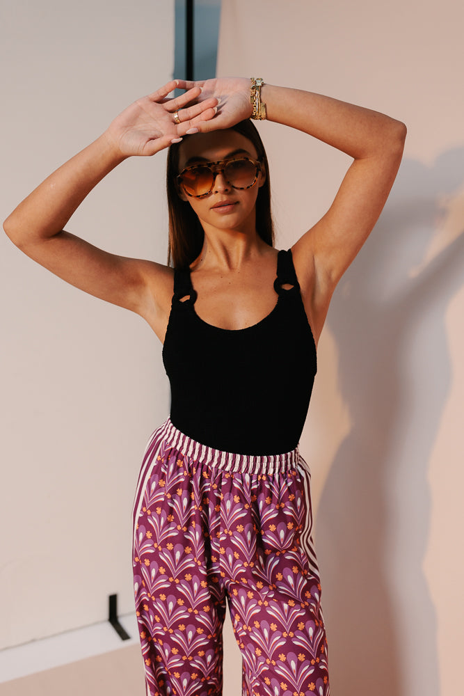 Manzo Pants - Bloom Plum Print