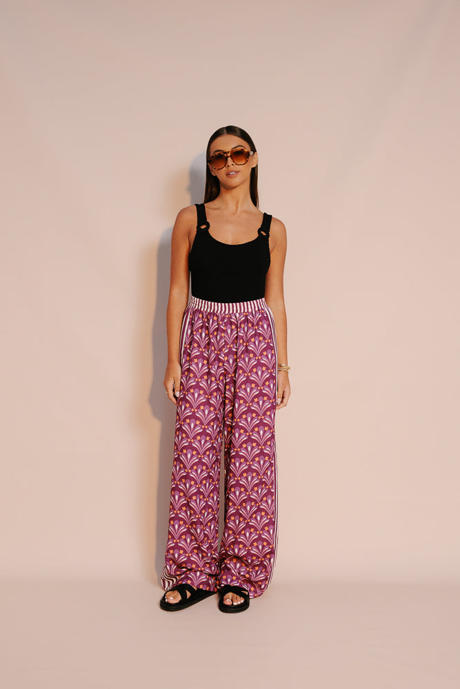 Manzo Pants - Bloom Plum Print