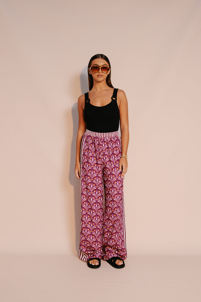 Manzo Pants - Bloom Plum Print