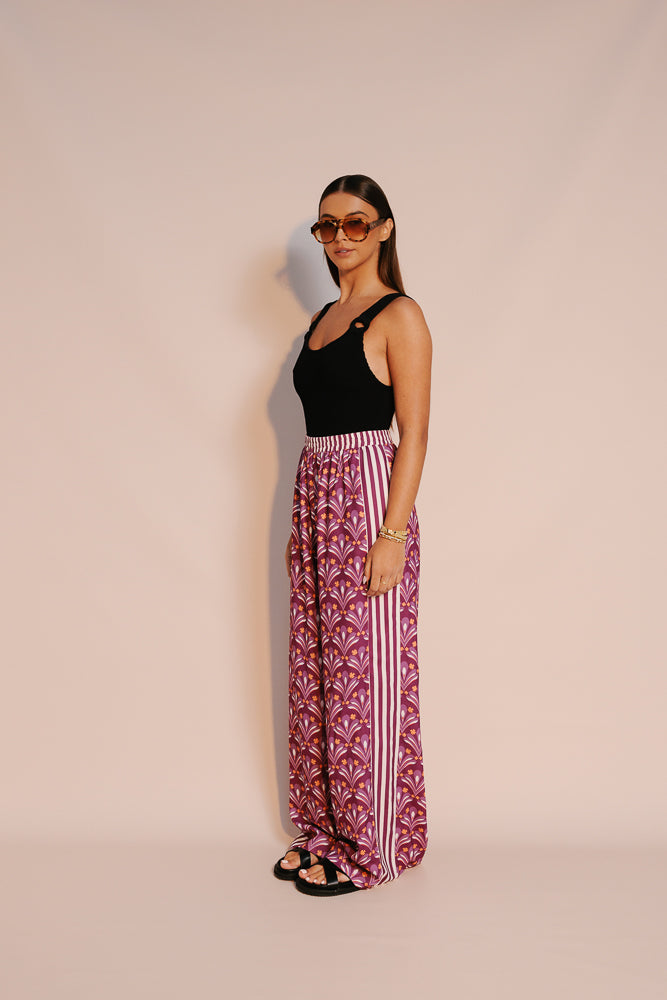 Manzo Pants - Bloom Plum Print