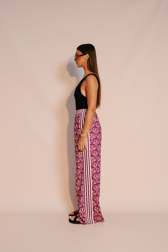 Manzo Pants - Bloom Plum Print