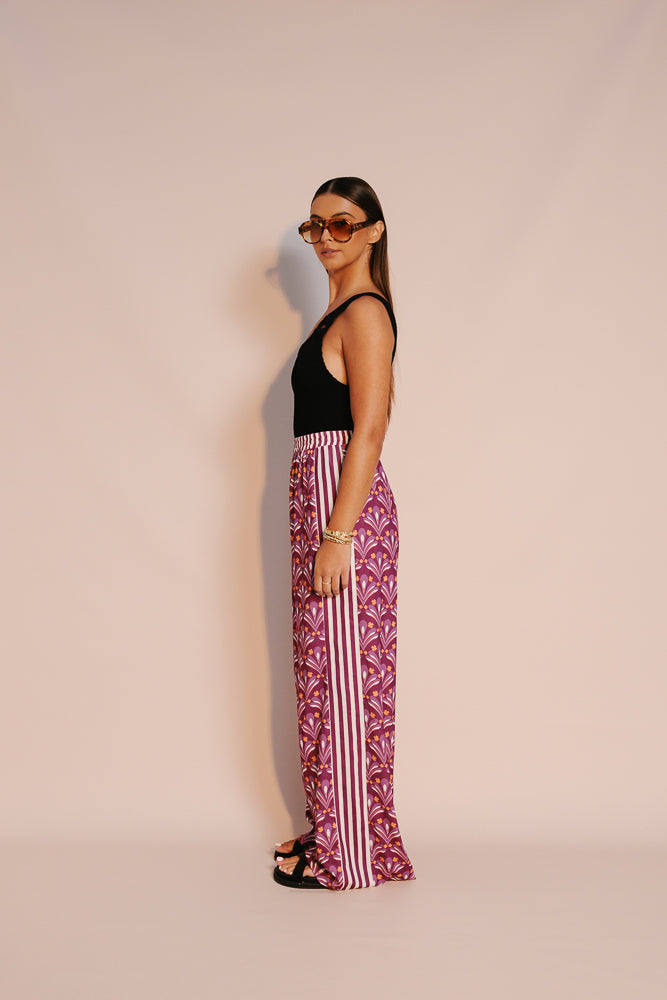 Manzo Pants - Bloom Plum Print