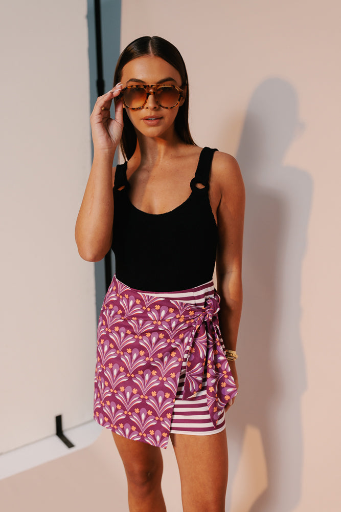 Monet Skirt - Bloom Plum Print