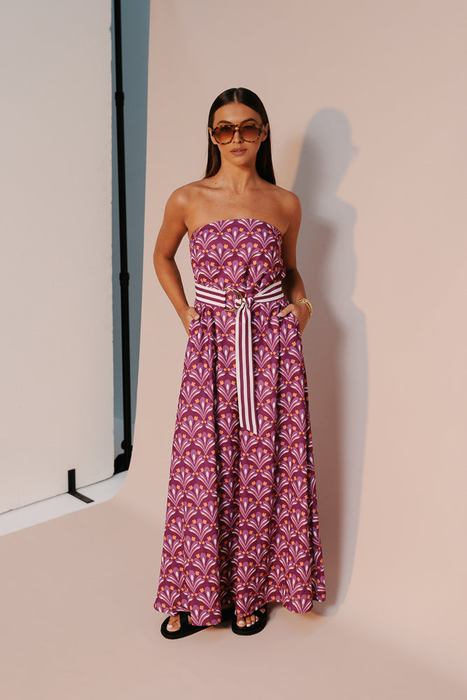 Renoir Maxi Dress - Bloom Plum Print