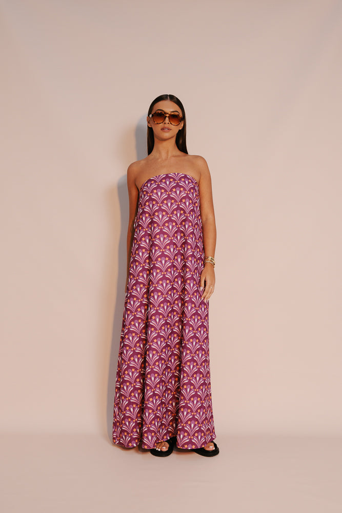 Renoir Maxi Dress - Bloom Plum Print